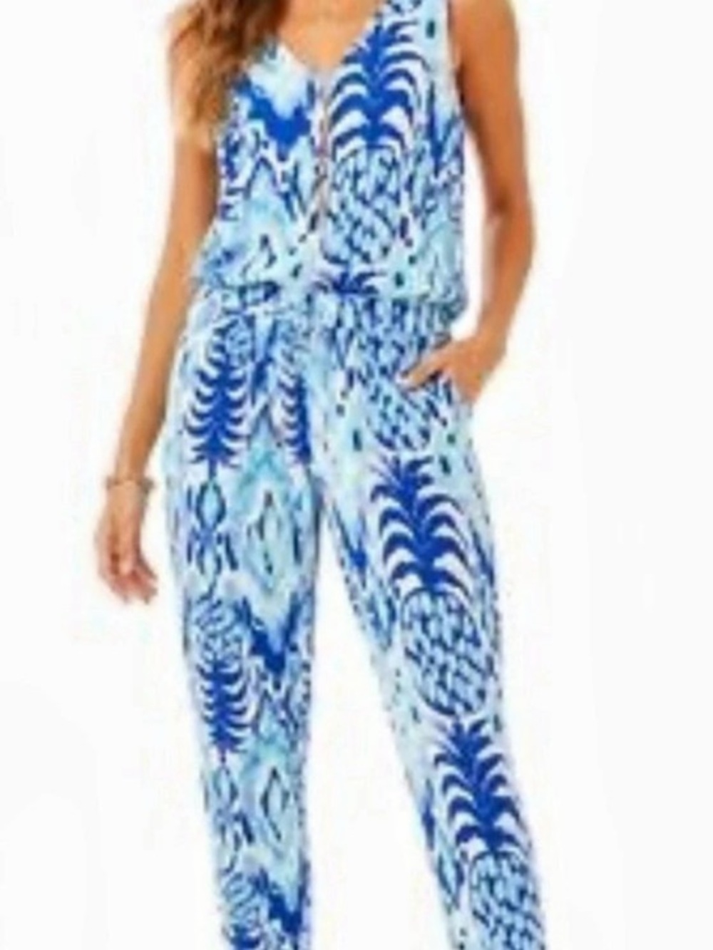 Lilly Pulitzer Paulina Jumpsuit “Call Me Pineapple" print Blue & Green Size Smal